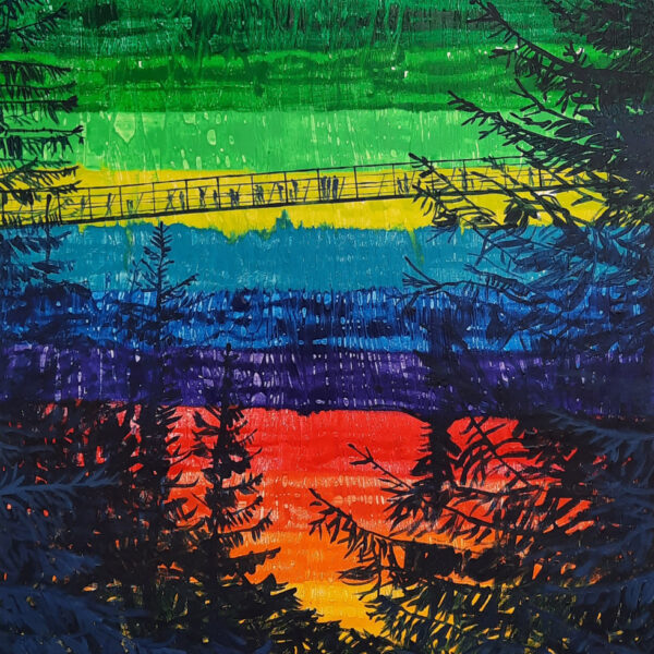 Lávka, akryl na plátně