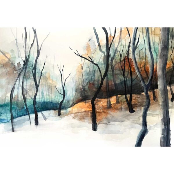 tajemný les, minimalistický obraz