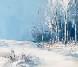 Mrazivá krajina akrylem