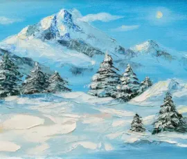 Mrazivá krajina akrylem